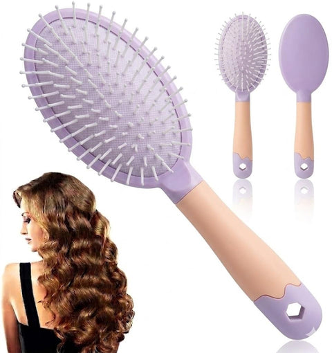 Hair Styling Paddle Brush Detangling Massage Comb for Curly Thick Straight Hair Comfortable Non-skid Handle for Wet and Dry Use for Scalp Massaging and Easy Combing-MULTICOLOR-1PC