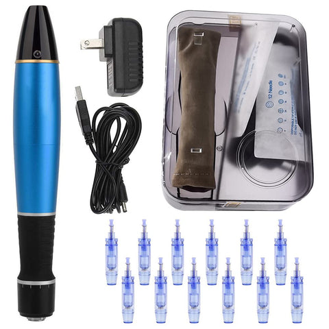 Dermapen Microneedling Pen,Wireless Electric Derma pen Machine Anti-Aging Skin Repair Care Device Skin Tools Kit 12PCS 36Pin Needles Cartridges Wrinkle Stretch Marks Scar Hair Loss Treat A1