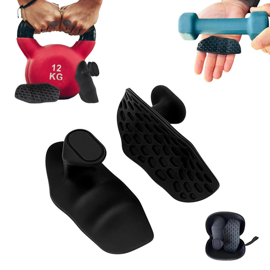 Anti-Slip Workout Grips,Ergonomic Rubber Hand Protector Gloves Reusable Portable Dumbbell Weight Lifting Rubber Hand Pad Gym Workout Pull Up Grips No Sweaty Workout for Men Women