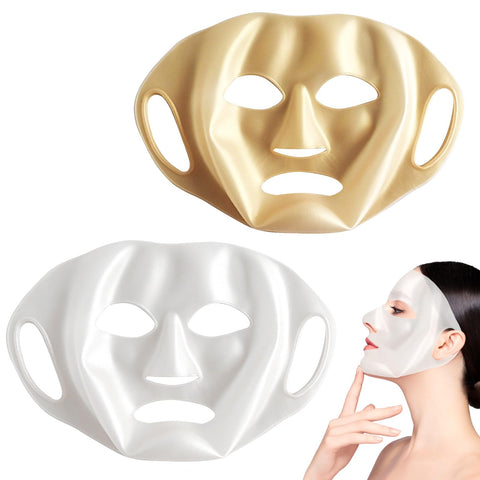 Silicone Face Mask 2 Pieces Silicone Mask Silicone Sheet Mask Cover 3D Hanging Ear Facial Masks Holder Facial Care Tools Suitable for Beauty Moisturizing and Preventing Evaporation