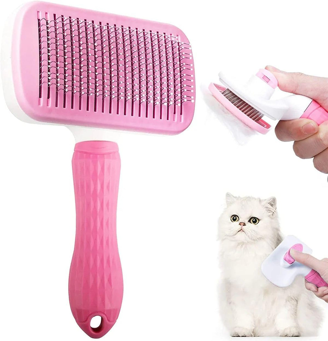 Large Pet Slicker Brush, Pink, Grooming Tool for Dogs and Cats