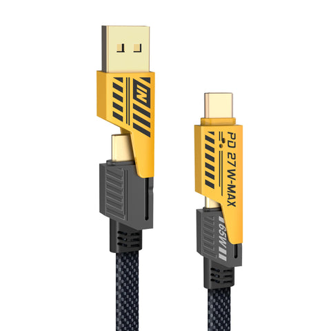 YISH Multi USB Cable 4 in 1 Universal: 1.8 m Multiple USB Charger Cable, Nylon Fast Charging Cable with USB A/USB C to 65W Type C/27W PD Compatible with iPhone Samsung Galaxy Macbook iPad