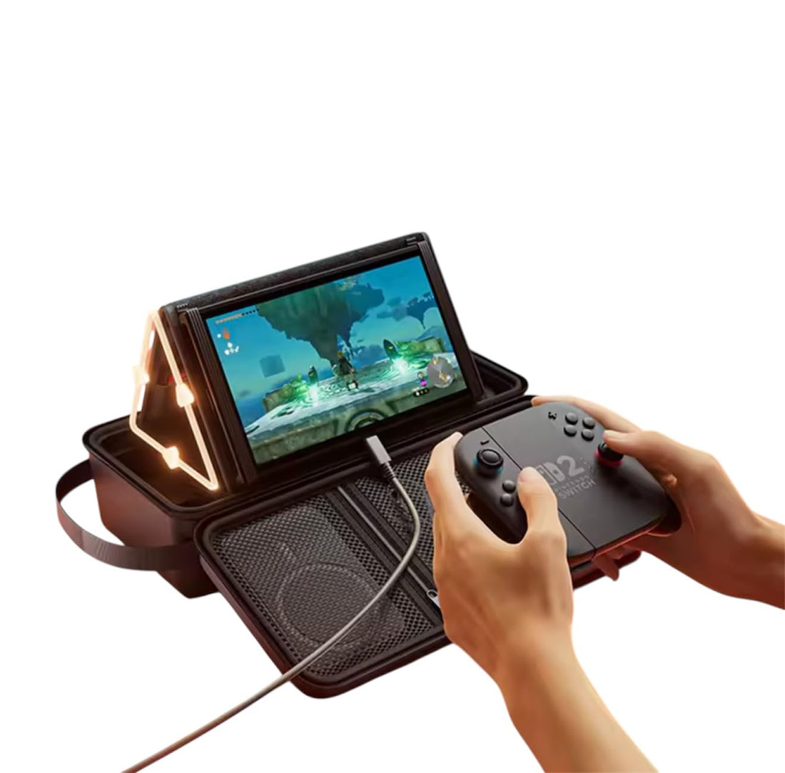 Fekra Large Travel Bag For Nintendo (2025) Switch 2, Storage Bag with Stand, 2nd Generation , Multi-functional, Large Capacity, Can be Hand Held, Effectively Protects with 12 Game Slot - Black