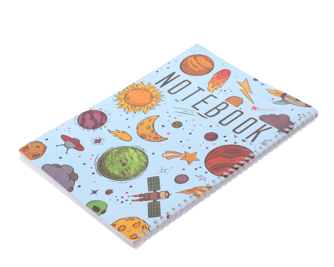 Extra Line University Notebook Double Spiral Ruled 60 Sheets Planets Design Coated Cover A4