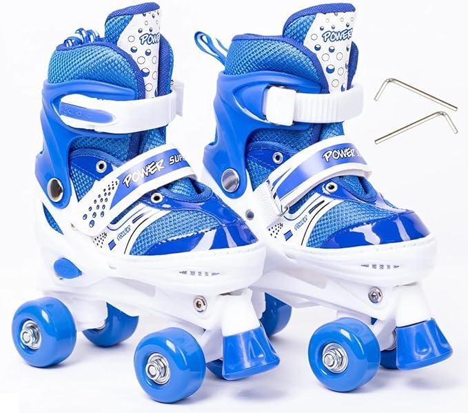 Power Superb Roller Skates Adjustable 2 Row 4 Wheels Mini Size 31-34