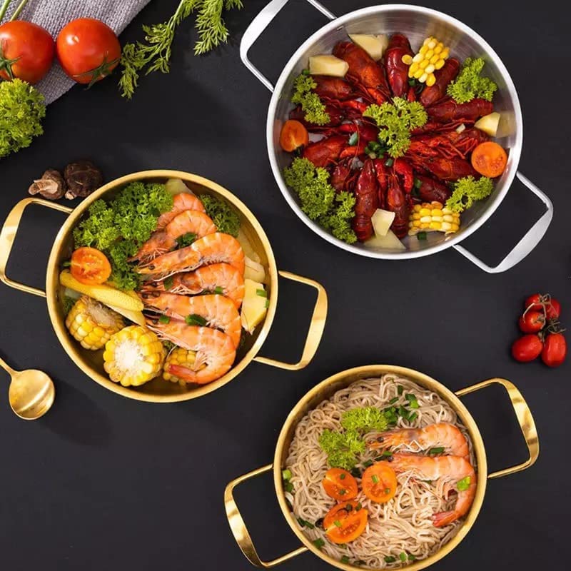 Stainless Steel Pan With Double Ear Spanish Cooking,Seafood Bowl Cooking Utensils (27cm)