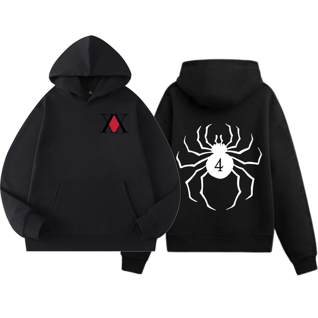 Anime Cotton Hoodie, Black with Amazing Print Design, Pullover Sweatshirt unisex 12