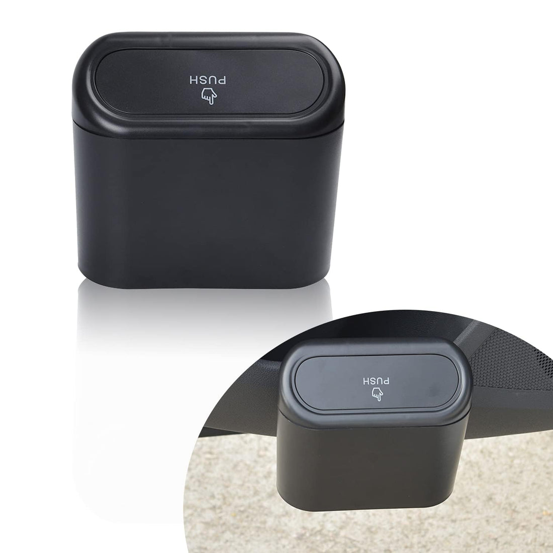 KaberTrade Car Trash Can with Lid, Multifunctional Garbage Organizer Hanging Trash Can Small Leakproof for Cars, Homes, Offices (1 Piece, Black, Code:7511) - KaberTrade