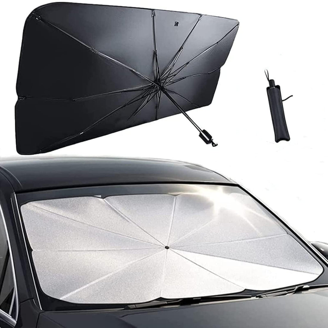 Visor - Durable Automotive Sun Shade for Front Glass, Easy Storage Foldable Design Blocks Harmful UV Rays and Keeps Your Car Interior Cool and Comfortable