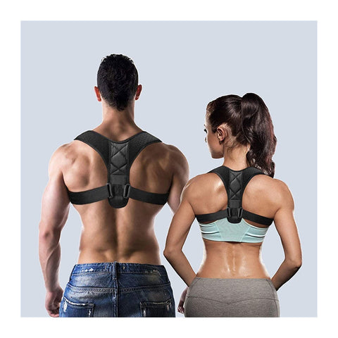 Medical Adjustable Clavicle Posture Corrector Men Woemen Upper Back Brace Shoulder Lumbar Support Belt Corset Posture Correction (Color : BLACK, Size : S)