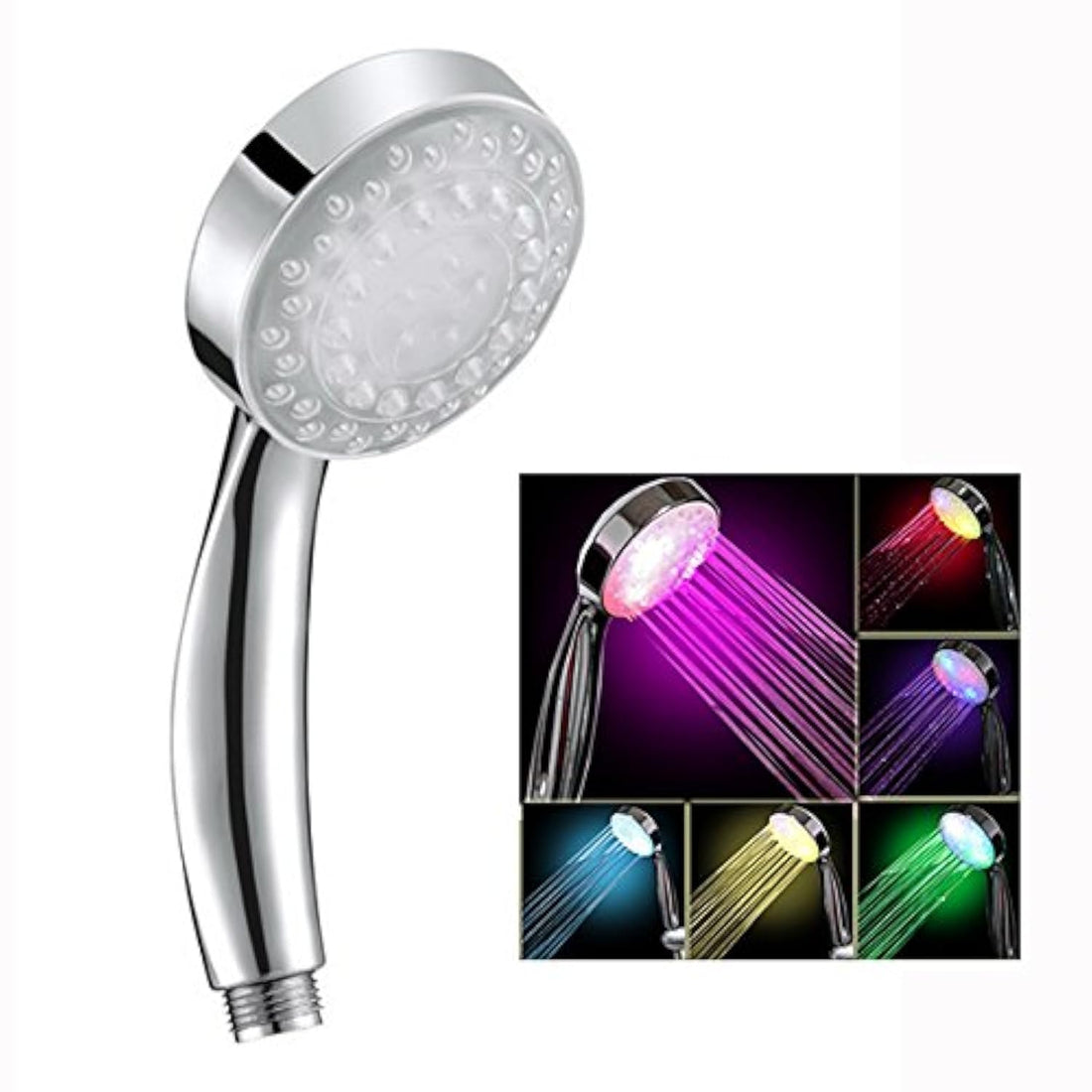 LED Lights Color Changing Shower Head, Bathroom LED Shower Heads 7 Colors Automatic Changing LED Lights Handheld Shower Head