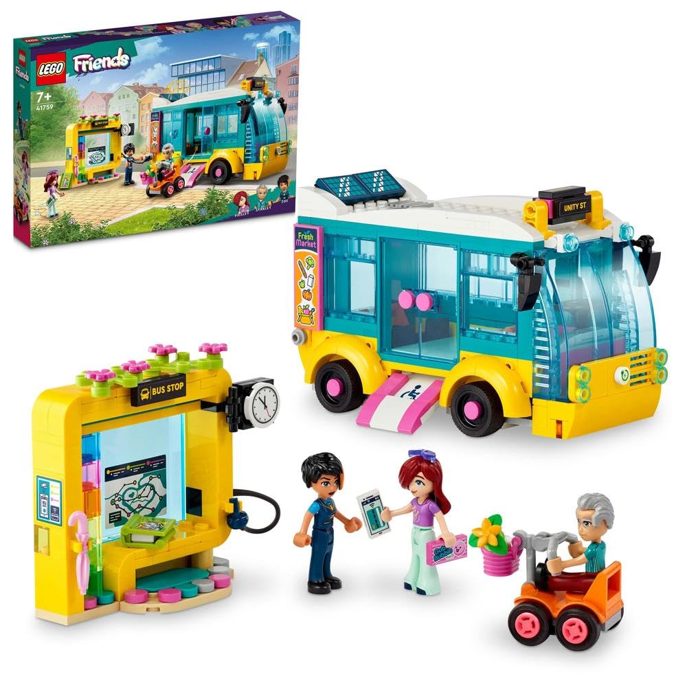 LEGO 41759 Friends Heartlake City Bus Toy, Minidolls' Vehicle Playset with Paisley, Friendship Gift Toys for Girls, Boys, Kids 7 Plus Years old (Amazon Exclusive)