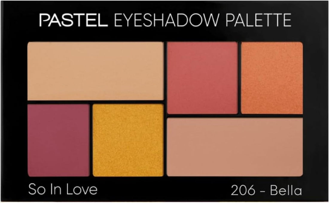Pas-tel Eyeshadow Palette, So In Love 206 Bella, 6 Shades, Dermatologically Tested, Cruelty-Free, Vegan, Halal, Paraben-Free, Gluten-Free