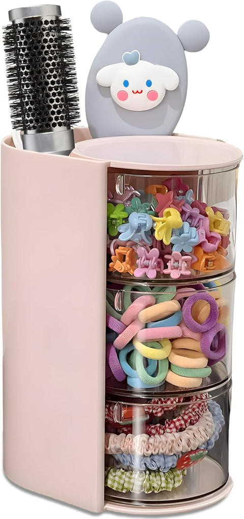 Makeup Brush Case, Puff Case, Makeup Sponge Storage, Hair Accessory Storage, Lid Included, Rotatable, Large Capacity, Dustproof Storage, Multi-functional Storage, Cotton, Sponge Puff Accessory