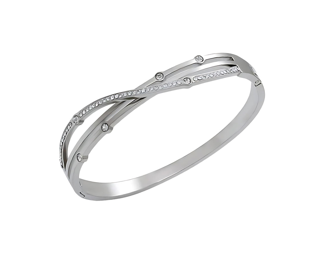 Bracelet K o k i t a Zirconia And Cristal Bangle and Style Gift For Women Birthday Christmas Party Summer Holiday Fashion Day Valentine's Day Mother's Day- Stainless Steel 18K gold Plated