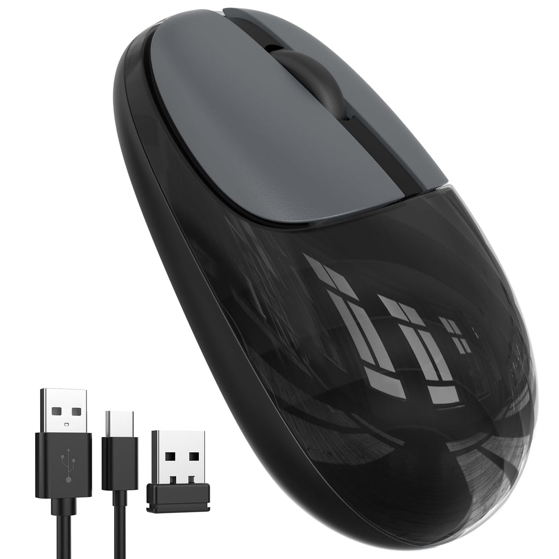 EDJO Silent Bluetooth Mouse for iPad, Rechargeable Multi-Device Wireless Mouse with Cute Water Ripple, 2.4GHz Portable Computer Mouse for Laptop, Mac, Chromebook, Windows
