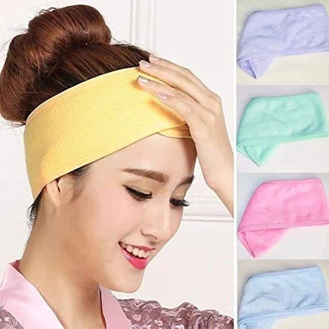 Facial Headband - Cloth Winter Headband Adjustable Towel with Magic Tape - Multi color