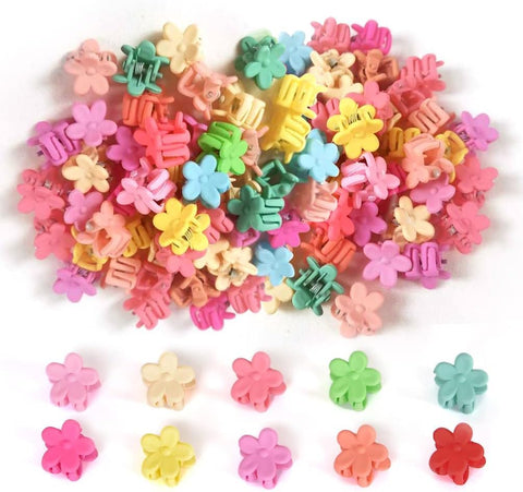 Mini Flower Hair Clips for Girls, Pastel Colours, Plastic Hair Claw Accessories (100 Pieces)