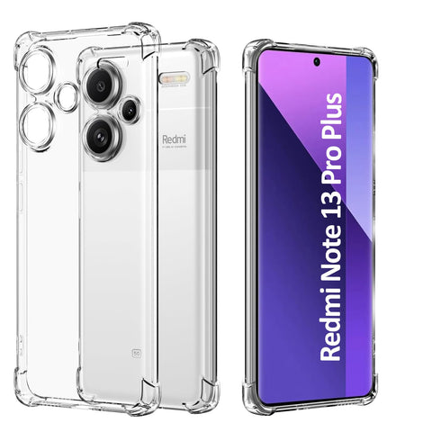 USTIYA Case for Redmi Note 13 Pro+ Pro Plus 5G Clear TPU Four Corners Military-Grade Protection Cover Transparent Soft funda
