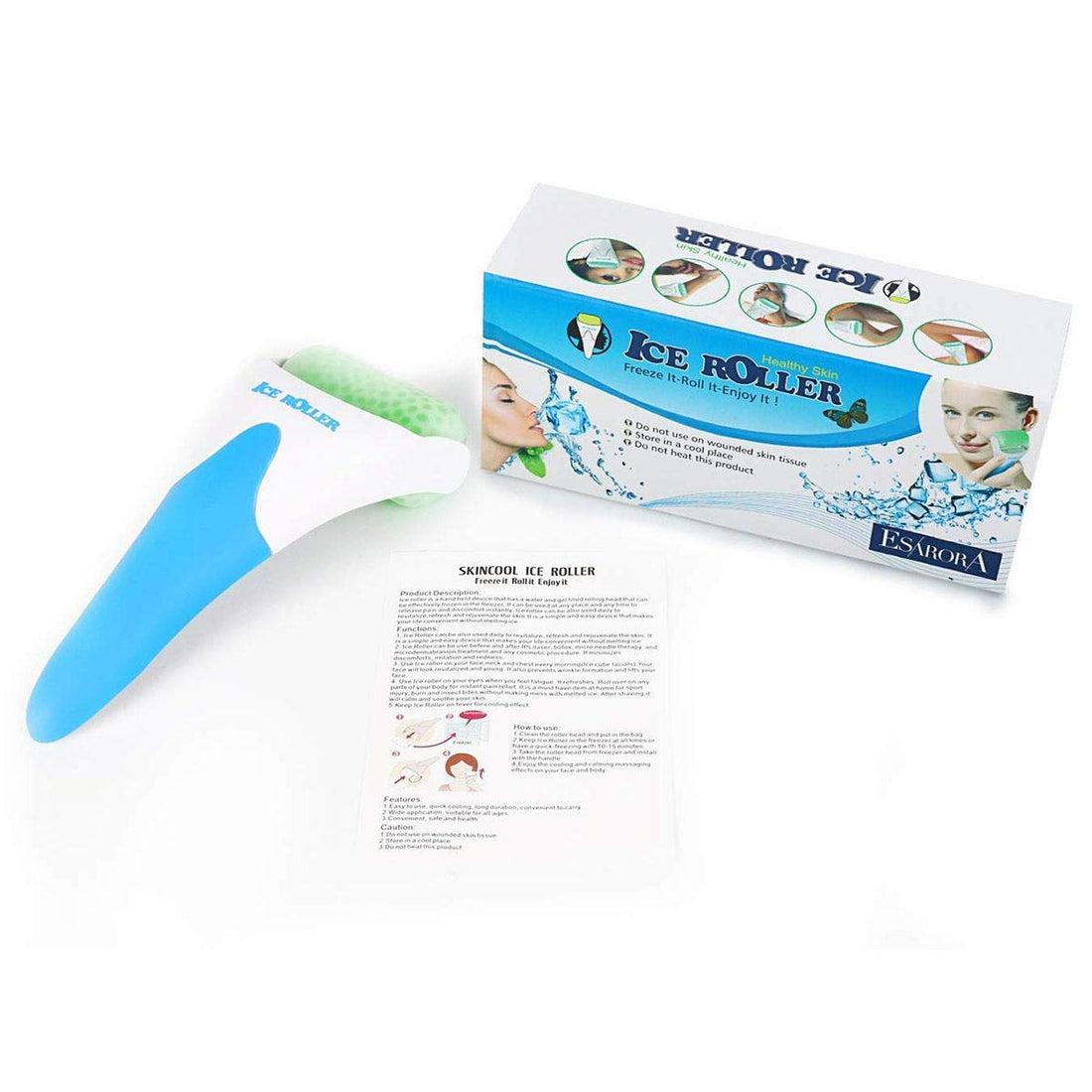 ICE ROLLER Natural Jade Face Body Massage Micro Needle Auxiliary Instrument