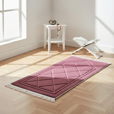Premium Thick Padded Prayer Mat for Comfort Knees, Elegant Rectangular Soft Velour Design, Large Size 120x70cm (1.5cm Sponge), Attractive Royal Color (Cashmere)
