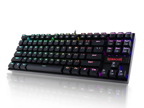 Redragon K552 Mechanical Gaming Keyboard with 87 Keys 16.8 Million Colors Adjustable RGB Backlight Waterproof Design USB Wired English Work Keyboard ABS Metal Design for Windows PC Gaming (Red Axis,