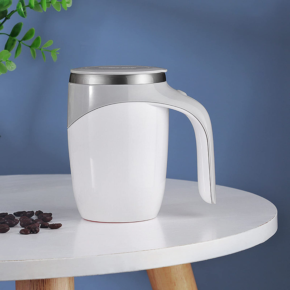 380ML Self Stirring Coffee Mug,White Stainless Steel Automatic Mixing Cup,Portable Magnetic Rotating Mug for Coffee,Tea,Hot Chocolate,Milk,Cocoa Protein