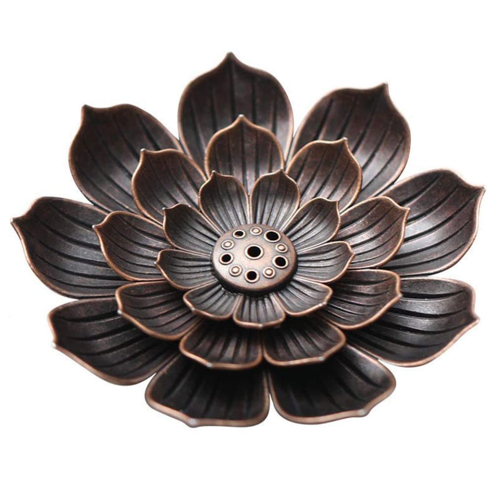 Lotus Holder Incense Holder, Brass Incense Holder, Cone Incense Burner Ash Catcher Incense Burner for Home Office Tea House Accessories with 30 Linear Incense