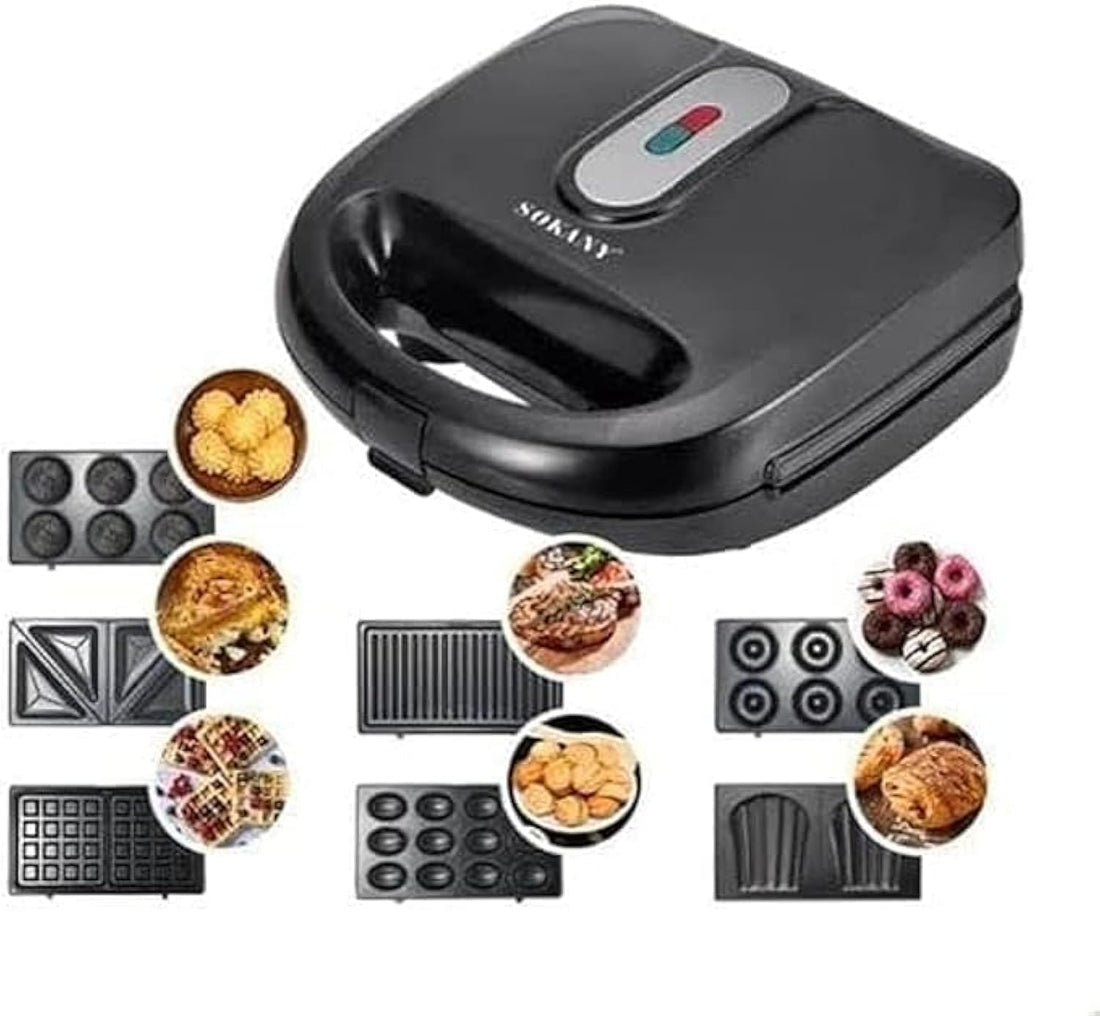 Sokany 7x1 electric waffle sandwich maker with 7 multi use mold