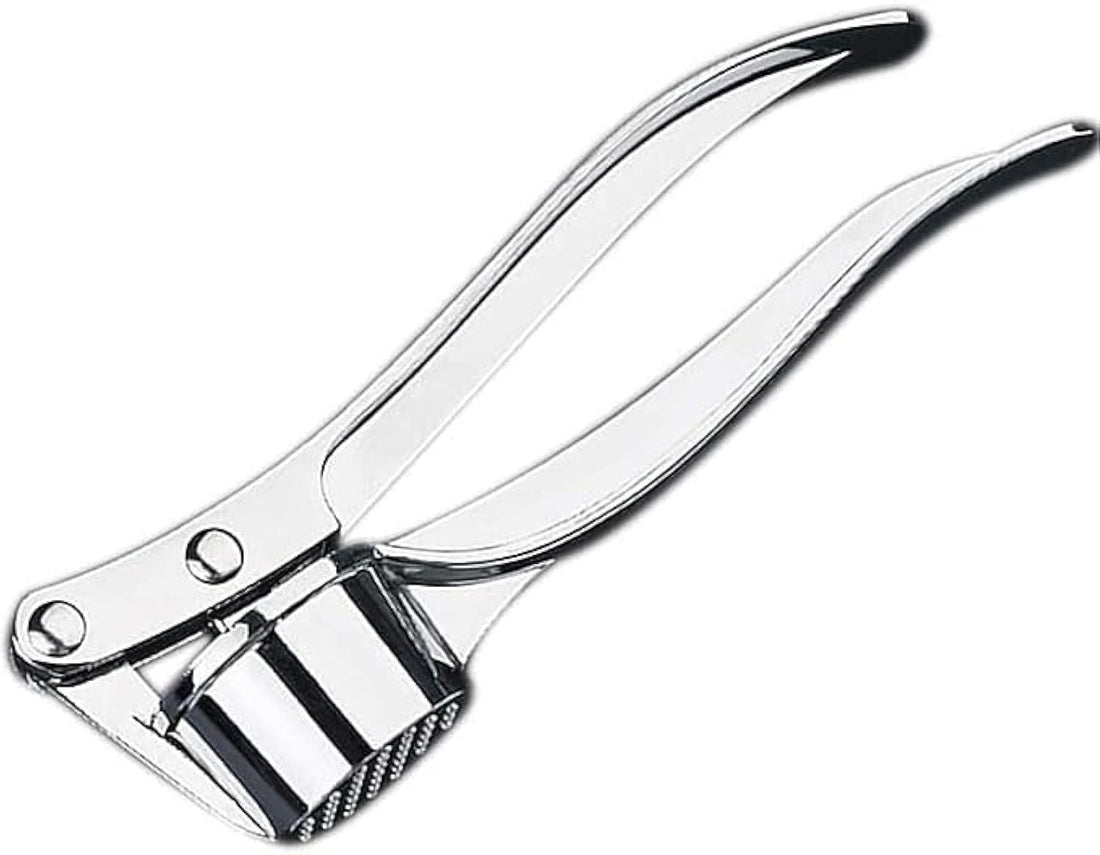 Stainless Steel Garlic Ginger Mincer CrUSher Peeler Squeezer, Silver, Garlicpresser