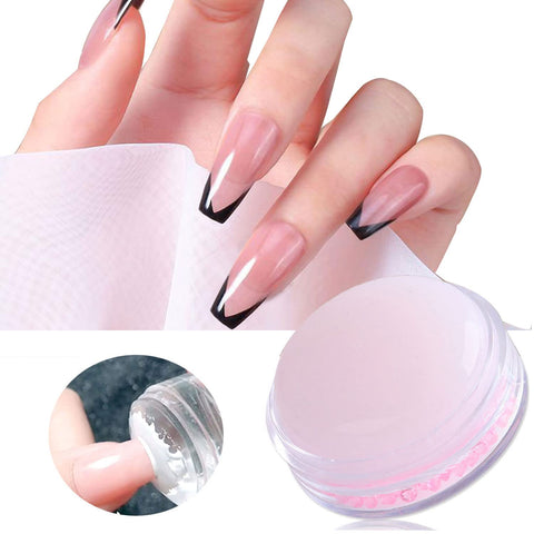 KASUWA Nail Art Stamper Silicone Nail Stamper Pink Nail Stamper with Sc French Nail Manicure White Jelly Nail Stamper Jelly Head DIY for Nail Stamp Printing Stamping Plates Nail Stamping -Pink