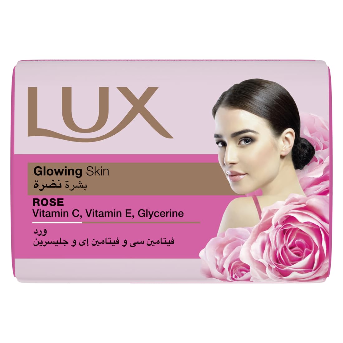 LUX Bar Soap Glowing Skin with rose, with Vitamin C, E & Glycerin, for perfumed and glowing skin, 75G