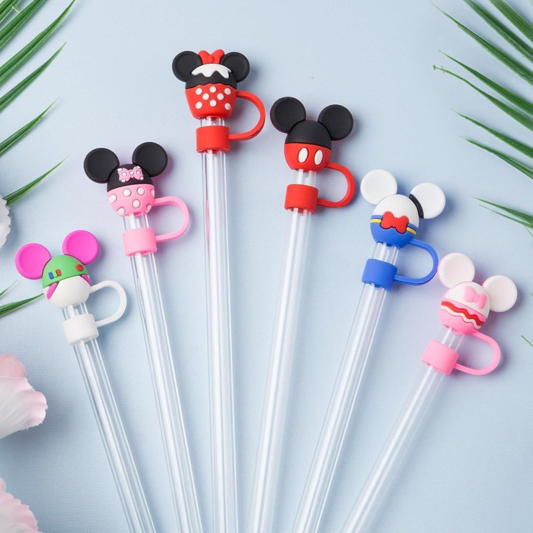 Disney Shapes Glass Straw with Sealed Silicone Lid + Brush for Cleaning Shalimoh TDH-3842-32