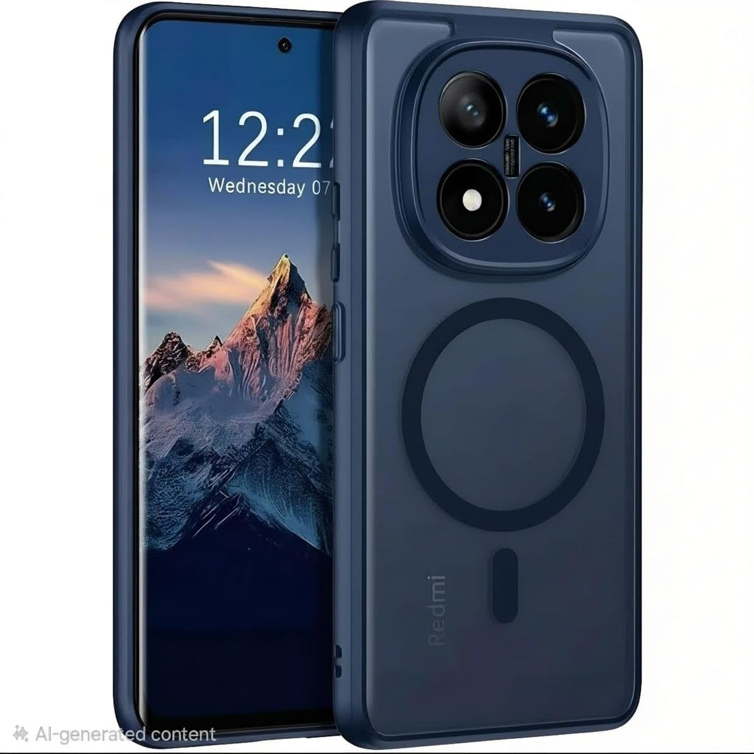 Grabist Magnetic case for Redmi Note 15 Pro Plus, Full Camera Protection with lens, Compatible with magnetic stand, Translucent Matte, Shockproof Case For Redmi Note 15 Pro plus 5g (Dark Blue)