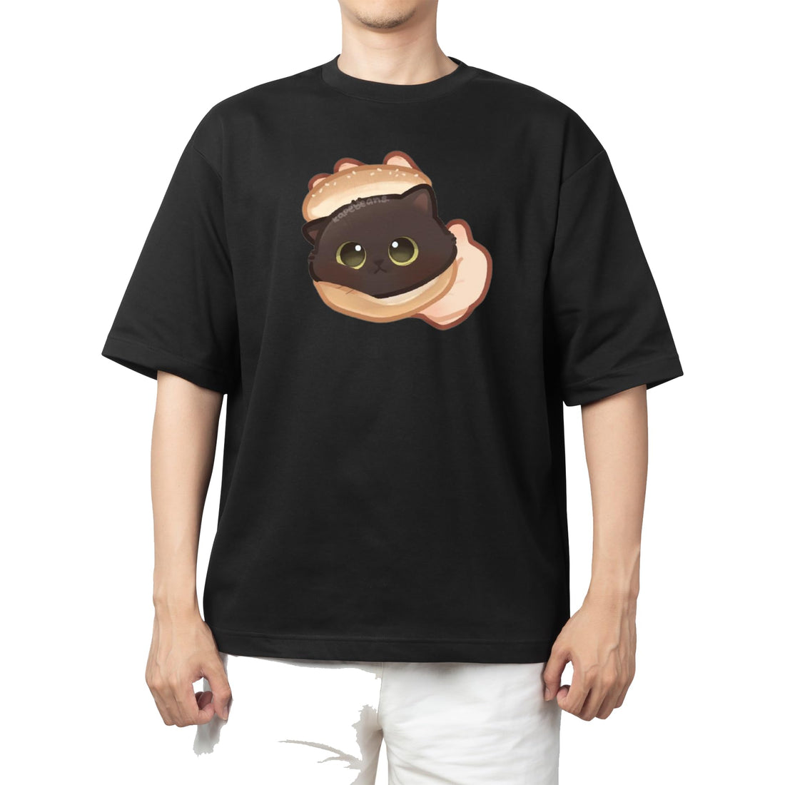 CUTE kawaii kitty cat black t-shirt oversize 54