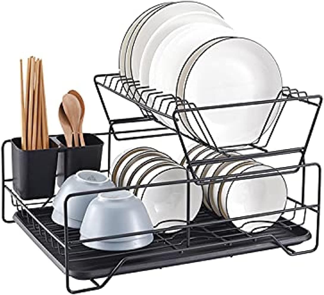 Dish Rack Dish Drying Stand Dish Drainer Plate Rack Dish rake Kitchen Organizer Dish Drying Rack Countertop Large Antibacterial Kitchen Utensils Dish racks Dish Stand (STYLE A)