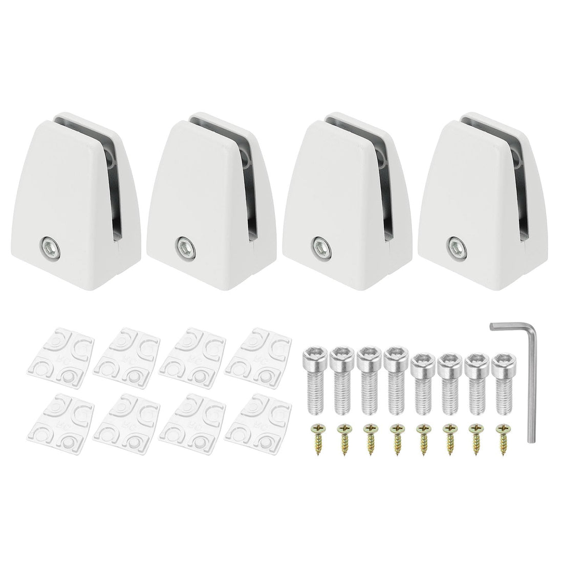 PATIKIL 1.7x1.3x2.4 Desk Divider Support Clamp, 4 Pcs Aluminum Desk Shield Clamp Desk Divider Partition Clamp Sneeze Guard Clamp Bracket for Office Home Desk, White