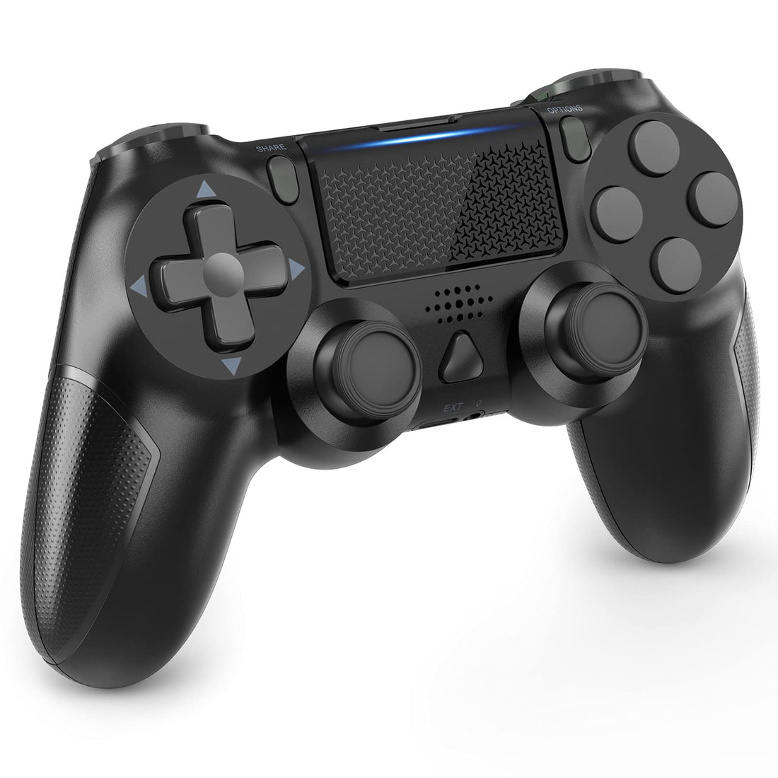 Wireless Game Controller Compatible with P-4 Controller with Audio Jack, Wireless Gamepad Compatible with P-4/Pro/Slim Built-in Dual Motors and Gyro Sensor, 1000mAh Rechargeable Battery (Black-1)