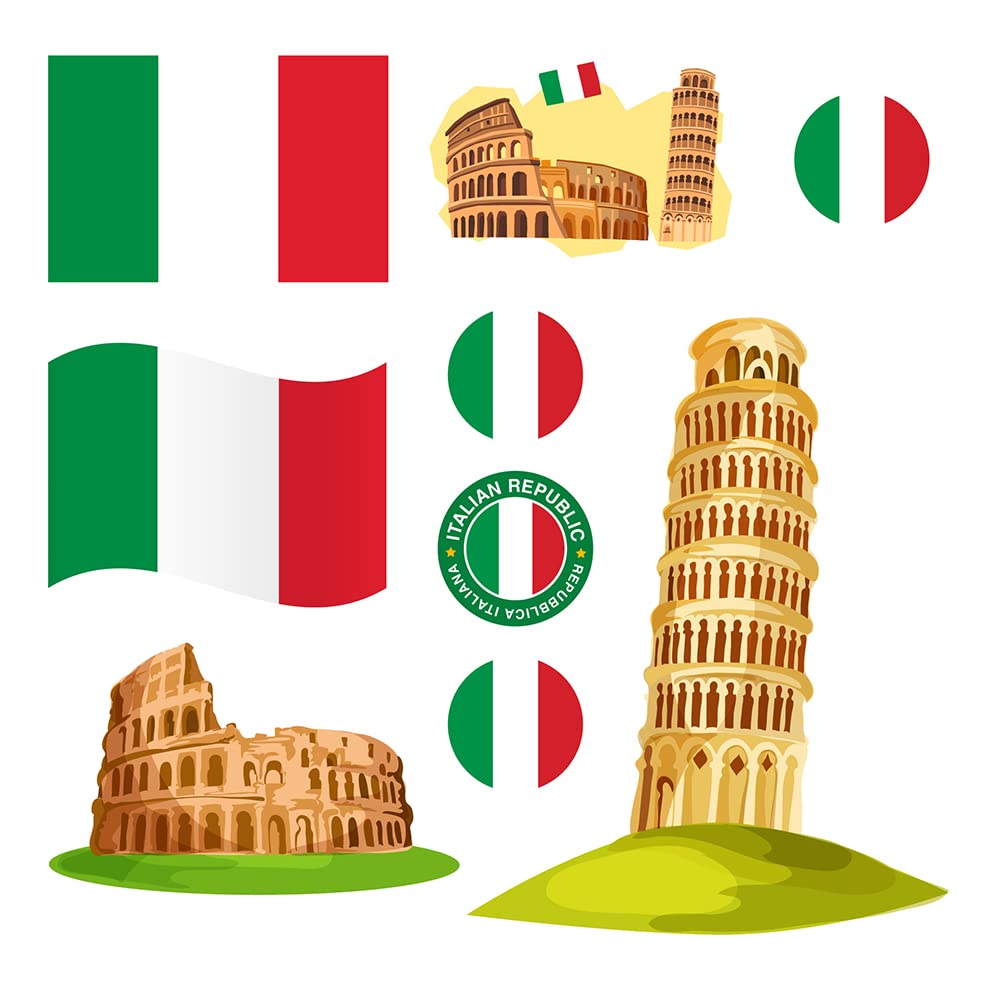 Italian Flag Sticker, Italian Sticker, 18 Count Stickers, Car Laptop, Cell Phone, PS, Motorcycle, Luggage & Walls
