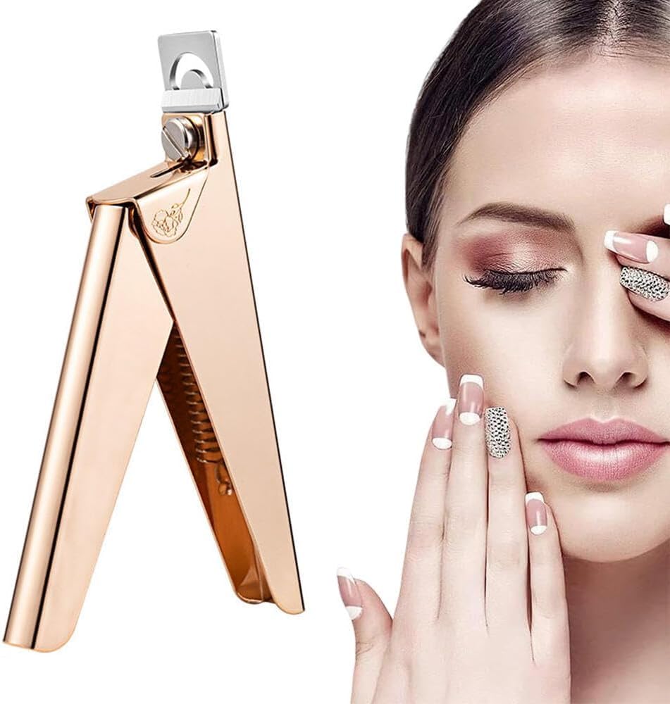 Professional Manicure Nail Clipper,U-shaped Nail Clippers Straight Edge Acrylic Nail Clipper,Stainless Steel Trimmers False Tips Edge Cutters Nail Tools,Nail Tips Edge Cutters Trimmers-Gold