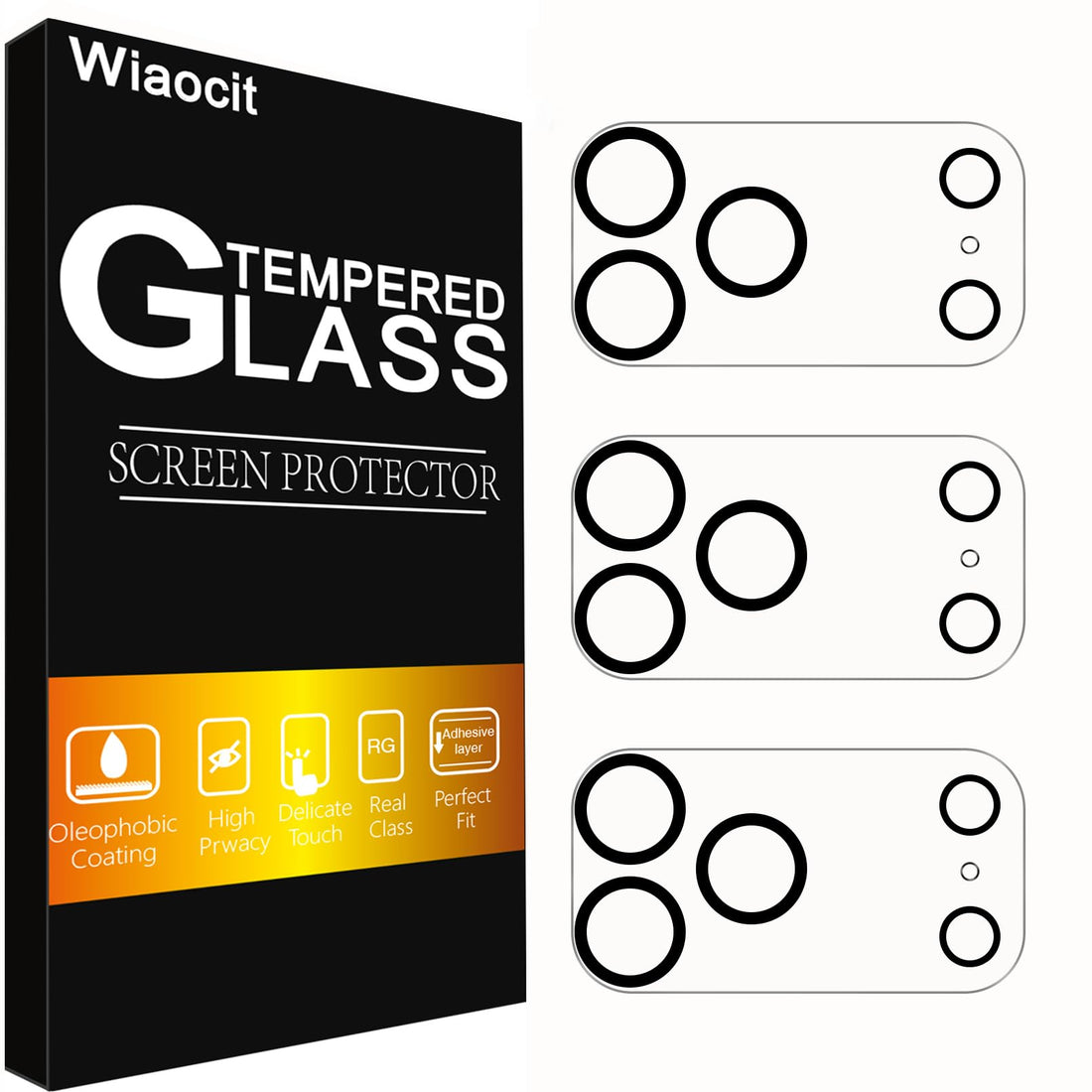 Wiaocit 3 Pack Tempered Glass Camera Lens Protector for Phone 17 Pro Max, 9H Hardness, Anti-Scratch, Case Friendly