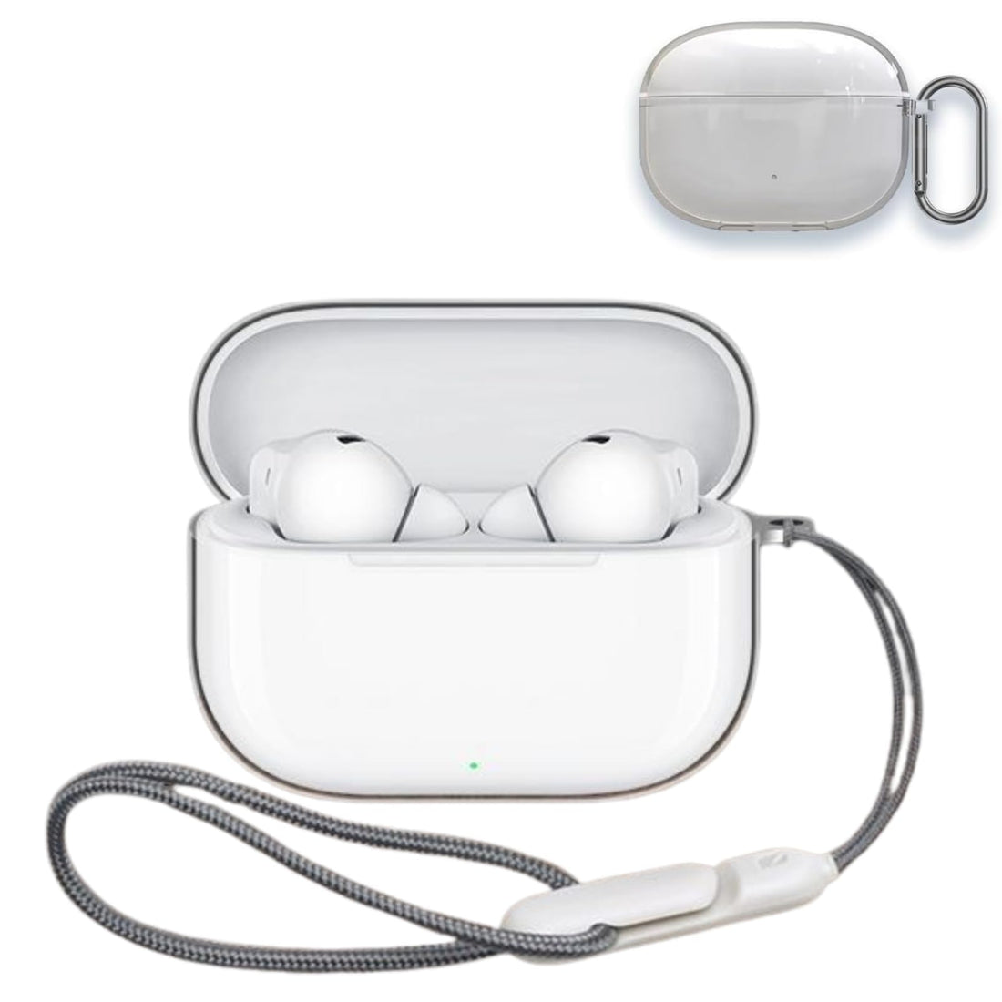 Huawei Freebuds SE4 ANC case cover, shockproof transparent TPU protective case for FreeBuds SE4, anti-lost earbud case with carabiner & lanyard- Clear