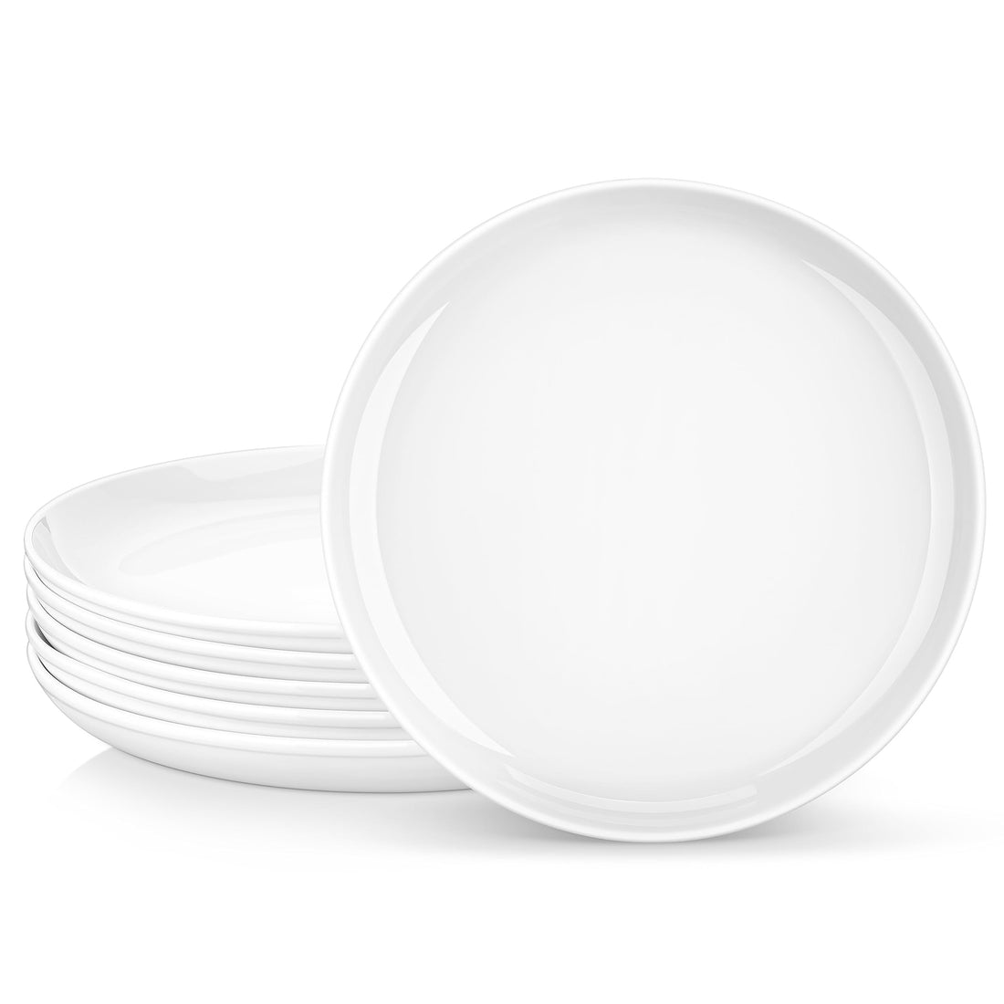 MALACASA 10.5 Inch Dinner Plates Set of 6, Porcelain Round Dessert & Serving Plates, Microwave & Dishwasher Safe, White, Series REG