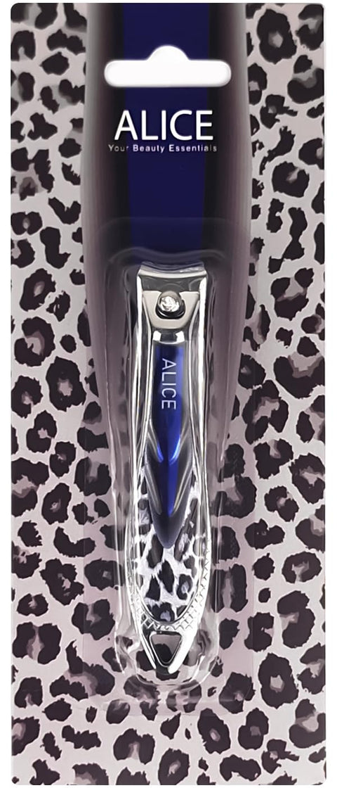 Alice - Nail Clipper, Stainless Steel Sharp Blade, Professional Nail Cutter For Men & Women, Luxury Wild Style (Gray & Blue)