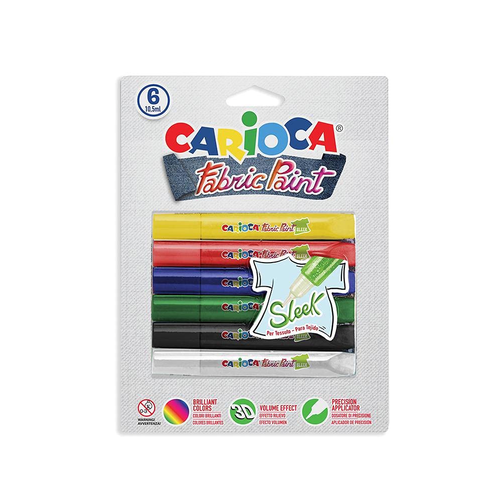 CARIOCA FABRIC PAINT - 6 PCS 42133