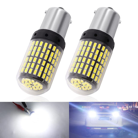 1156 LED Bulb 6000K White Super Bright 144-SMD 3014 Chips 7506 93 3497 P21W BA15S 17 Watts 9-30V for Turn Signal Reverse Brake Stop Light .2-pack.