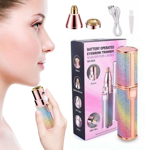 ONCHA Eyebrow Trimmer & Facial Hair Remover for Women, 2 in 1 Rechargeable Eyebrow Razor Remover & Facial Hair Razor Epilator Face Hair Removal with Built-in LED Light for Lips Nose Body
