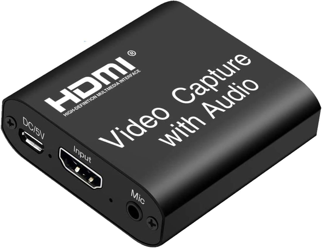 Video Capture Card with Audio,4K Live Streaming HDMI Video Game Capture Grabber Recording Device with Mic Input and Stereo Audio Output for Full HD 1080P 60FPS Acquisition, Live Broadcasting