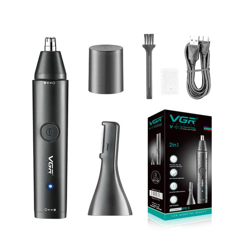 VGR V-613 Ear, Nose & Eyebrow Trimmer Professional USB Rechargeable Nose Trimmer for Men and Women Nose Clippers Eyebrow Facial Hair Trimmer Body Grooming Kit IPX5 Waterproof Dual Edge Blades