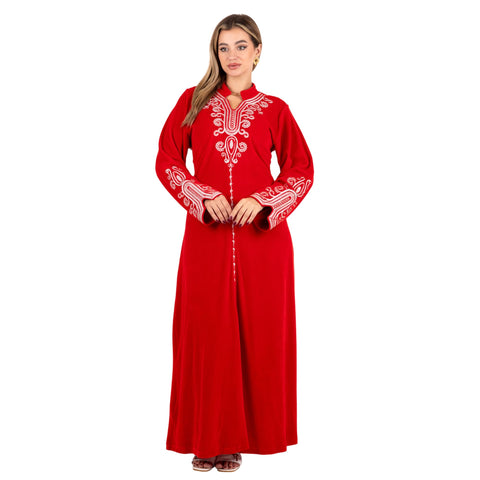 ZECOTEX Women’s Velvet Embroidered Abaya | Elegant Winter Home Dress | عباية نسائية قطيفة بتطريز على الأكمام | Soft Warm Loungewear